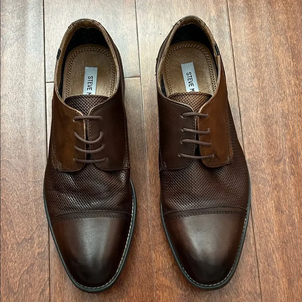 Steve Madden P. Dorian Dark Brown Men's Oxfords, Size 8.5